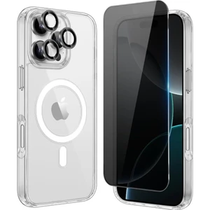 Apple iPhone 16 Pro Max Magsafe Şeffaf Kılıf + Hayalet Ekran Koruyucu + Kamera Lens Koruyucu (Çöl)