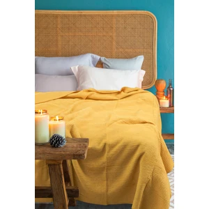 Verra Home Pamuk Battaniye Tek Kişilik Tv Battaniyesi 130X170CM Hardal