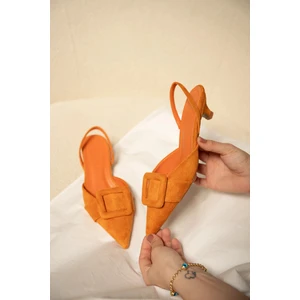 Nicole Turuncu Süet Tokalı Kadıntopuklu Ayakkabı