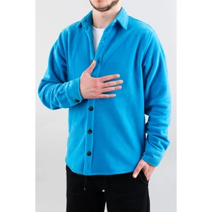 Slim Fit Erkek Polar Gömlek Mavi