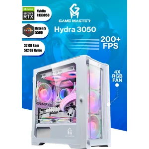 Game Master Hydra 3050 Ryzen 5 5500 Cpu 32GB 3200MHZ Ram 512GB Nvme M.2 SSD RTX3050 6GB Beyaz Gaming Pc