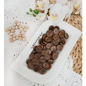 Ahşap Düğme Kahverengi (17MM) 10 Adet
