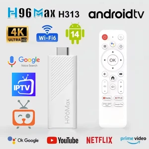 H313 Mini 4K Tv Stick Android 14 Akıllı Tv Kutusu 2GB+16GB Wifi 6 Google Sesli Komut Netflix Bluetooth Kumanda