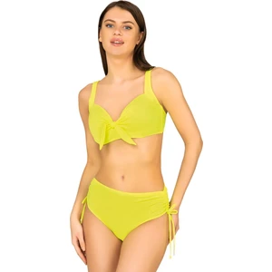 Kadın Fiyonk Detaylı Sarı Büyük Beden Bikini Takımı