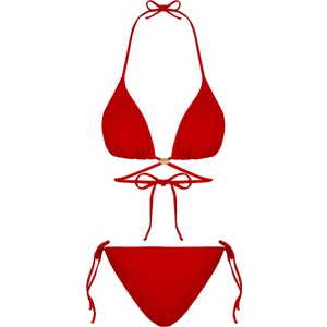 Beria Kadın Çapraz Bağlama Detaylı Üçgen Ipli Kırmızı Bikini Takımı
