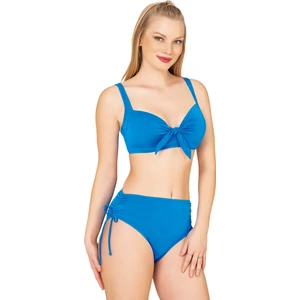 Kadın Fiyonk Detaylı Koyu Mavi Büyük Beden Bikini Takımı