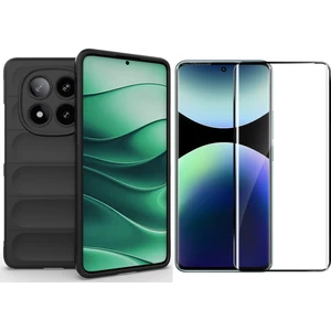Xiaomi Redmi Note 14 Pro 4G Kılıf Esnek TPU Oyuklu Arka Yüzey Tasarımlı Zore Etnik Silikon Kapak + Pet Jelatin Ekran Koruyucu