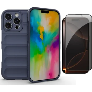 Apple iPhone 16 Pro Max Kılıf Esnek TPU Oyuklu Arka Yüzey Tasarımlı Zore Etnik Silikon Kapak + Hayalet Ekran Koruyucu