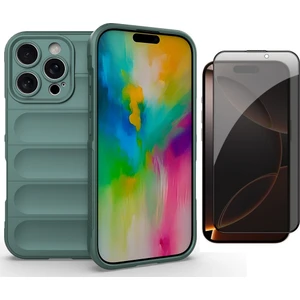 Apple iPhone 16 Pro Max Kılıf Esnek TPU Oyuklu Arka Yüzey Tasarımlı Zore Etnik Silikon Kapak + Hayalet Ekran Koruyucu