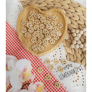 Ahşap Düğme Çiçek Model (13 Mm) 15 Adet