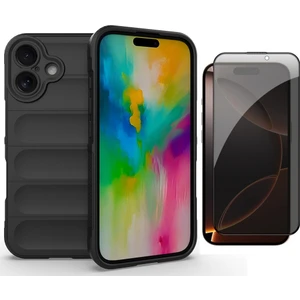Apple iPhone 16 Kılıf Esnek TPU Oyuklu Arka Yüzey Tasarımlı Zore Etnik Silikon Kapak + Hayalet Ekran Koruyucu