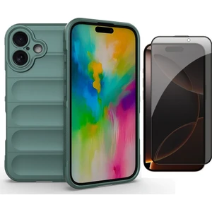Apple iPhone 16 Kılıf Esnek TPU Oyuklu Arka Yüzey Tasarımlı Zore Etnik Silikon Kapak + Hayalet Ekran Koruyucu