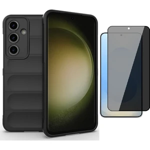 Samsung Galaxy S24 FE Kılıf Esnek TPU Oyuklu Arka Yüzey Tasarımlı Zore Etnik Silikon Kapak + Hayalet Ekran Koruyucu