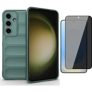 Samsung Galaxy S24 FE Kılıf Esnek TPU Oyuklu Arka Yüzey Tasarımlı Zore Etnik Silikon Kapak + Hayalet Ekran Koruyucu