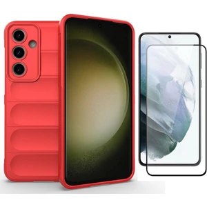 Samsung Galaxy S24 FE Kılıf Esnek TPU Oyuklu Arka Yüzey Tasarımlı Zore Etnik Silikon Kapak + Cam Ekran Koruyucu