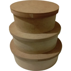 Mdf 3'lü Düz Oval Kutu Seti