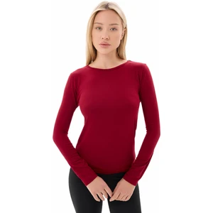 Kadın Bordo Bisiklet Yaka Uzun Kollu Viskon Basic Body