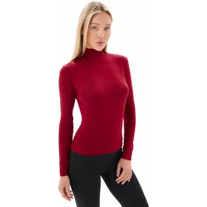 Kadın Bordo Yarım Balıkçı Yaka Viskon Likralı Body – 4 Mevsim Kullanıma Uygun