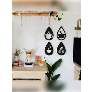 Kahve Köşesi Duvar Dekoru 4 Parça , Coffee Set