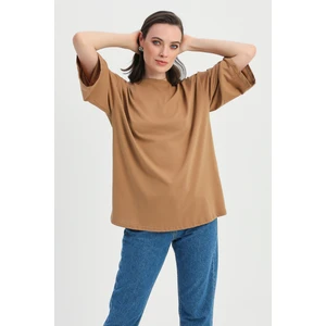 Truvakar Kol Basic Oversize Tişört Kahverengi