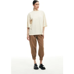 Truvakar Kol Basic Oversize Tişört Bej