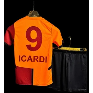 Mauro. Icardi. 9 Sarı-Kırmızı .galatasaray.  Iç Saha Parçalı Çocuk Forması Forma+Şort+Çorap
