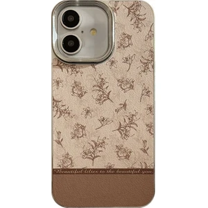 Apple iPhone 16 Uyumlu Kılıf Zebana Lily Flowers Silikon Kılıf Açık Kahverengi