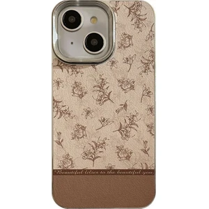 Apple iPhone 15 Uyumlu Kılıf Zebana Lily Flowers Silikon Kılıf Açık Kahverengi