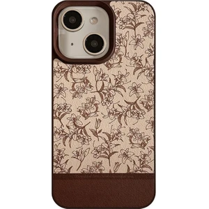 Apple iPhone 15 Plus Uyumlu Kılıf Zebana Lily Flowers Silikon Kılıf Kahverengi