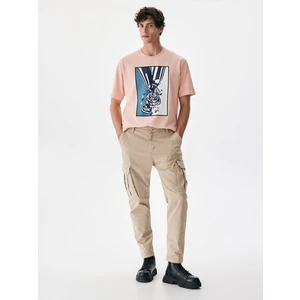 Erkek Gabardin Regular Kargo Bej Pantolon