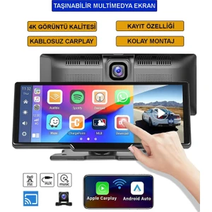 10.26 inç Araç Multimedya Oynatıcı 1600x600 Ekran Yansıtma Çift Kamera Android Auto & Apple Carplay 64GB Bluetooth