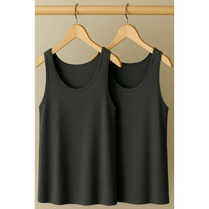 2 Adet A Kesim Rahat Kalıp Basic Kalın Askılı Atlet Tişört