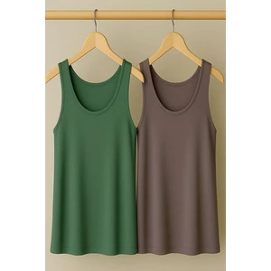 2 Adet A Kesim Rahat Kalıp Basic Kalın Askılı Atlet Tişört