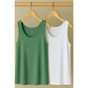 2 Adet A Kesim Rahat Kalıp Basic Kalın Askılı Atlet Tişört