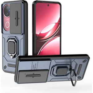 Vivo V50 5g Kayar Kamera Kapağı ile Telefon Kılıfı, Döndürülmüş Halka Ayaklı Askeri Sınıf Darbeye Dayanıklı Koruyucu Kılıf Vivo V50 5g (Yurt Dışından)