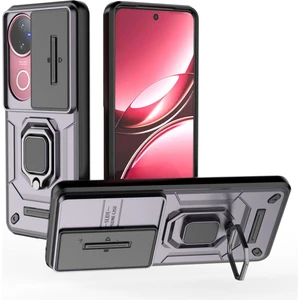 Vivo V50 5g Kayar Kamera Kapağı ile Telefon Kılıfı, Döndürülmüş Halka Ayaklı Askeri Sınıf Darbeye Dayanıklı Koruyucu Kılıf Vivo V50 5g (Yurt Dışından)