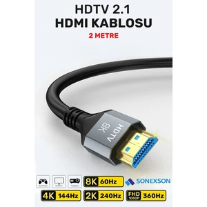 Ultra Yüksek Hızlı 8k HDMI 2.1 Kablo 2 Metre