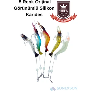 5 Renk  Görünümlü Silikon Karides - Balık Av Yemi 7.5 Cm / 5.5 Gr