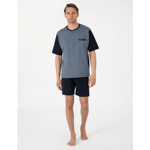 Pierre Cardin Erkek Mavi Kısakol 3'lü Jakarlı Pijama Takımı 50314443-349