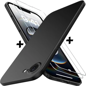 M.TK Moveteck Apple iPhone 16E Kılıf Kamera Korumalı Renkli Yumuşak Mat Silikon + 9h Ekran Koruyucu Cam Set 2in1