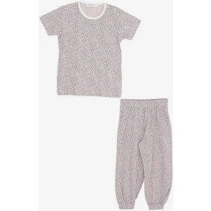 Kız Bebek Kısa Kollu Pijama Takımı Dal Desenli 9 Ay-3 Yaş, Pudra