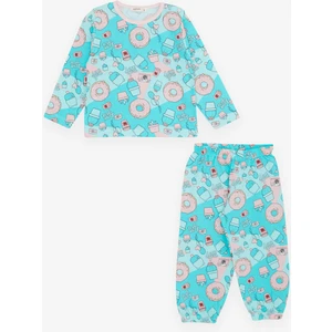 Kız Bebek Pijama Takımı Parti Temalı 9 Ay-3 Yaş, Turkuaz