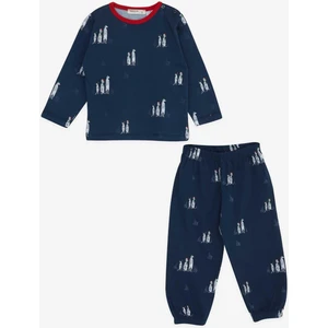 Erkek Bebek Pijama Takımı Yılbaşı Temalı 9 Ay-3 Yaş, Lacivert