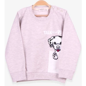 Kız Çocuk Sweatshirt Köpek Baskılı 2-6 Yaş, Bej Melanj
