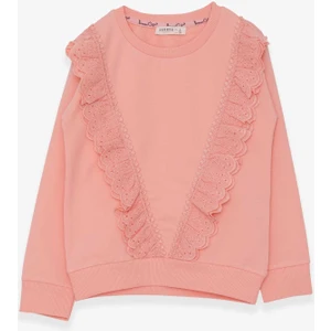 Kız Çocuk Sweatshirt Güpürlü 4-9 Yaş, Somon