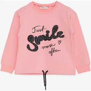 Kız Çocuk Sweatshirt İncili Taşlı Beli Bağcıklı 6-12 Yaş, Pudra