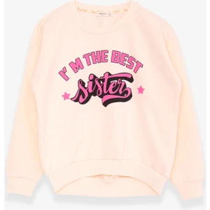 Kız Çocuk Sweatshirt Yazı Baskılı 9-14 Yaş, Krem