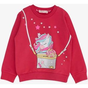 Kız Çocuk Sweatshirt Unicorn 2-6 Yaş, Fuşya