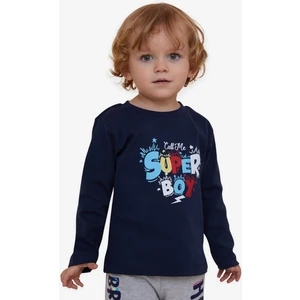 Erkek Çocuk Uzun Kollu Tişört Yazı Baskılı 1-4 Yaş, Lacivert