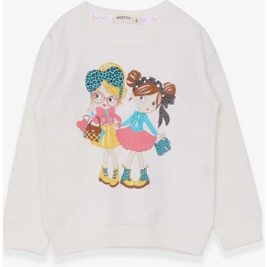 Kız Çocuk Sweatshirt Kız Baskılı 2-6 Yaş, Ekru